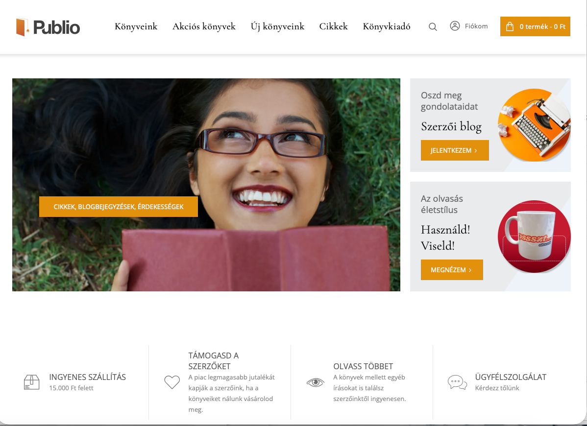 publio.hu zvýraznenie na hlavnej stránke internetového obchodu*